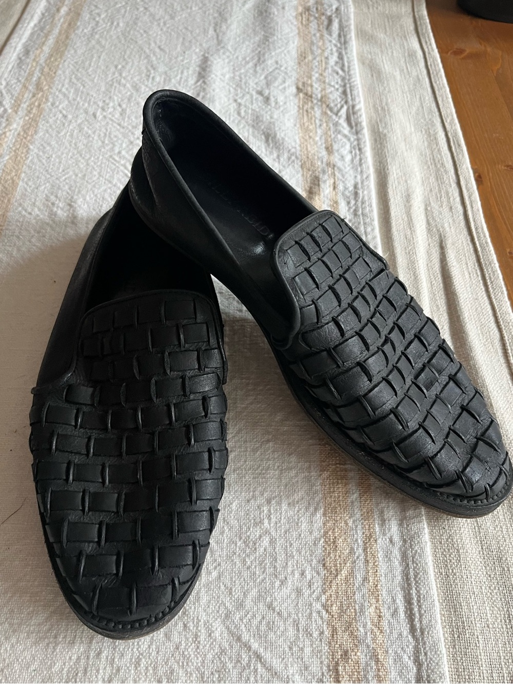 Billy Reid Men's Black Woven Leather Loafers